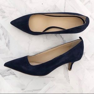 NEW! Everlane Editor Navy Suede Kitten Heels 5/35EU
